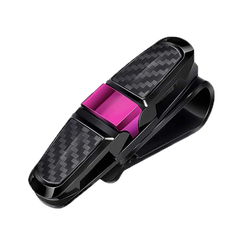 Auto carbon zonnebrilhouder - zonnebril houder met 2 clips - 360 graden draaibaar - brillenhouder voor in de auto - zonnebrilklem - ook geschikt voor visitekaartjes