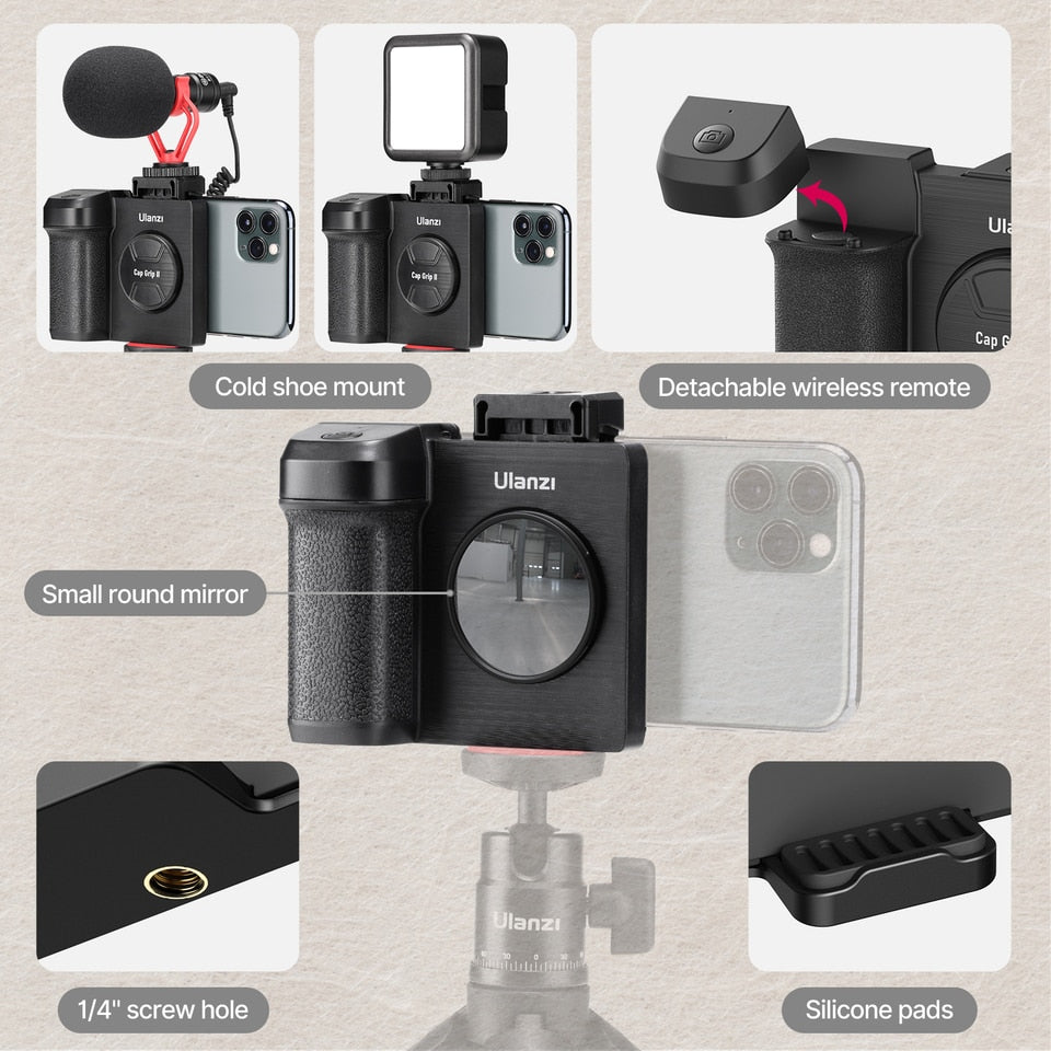 Telefoon smart grip - universeel - iPhone -Android - magnetische bluetooth afstandsbediening - anti tril - perfect voor vloggers - op reis - productfotografie