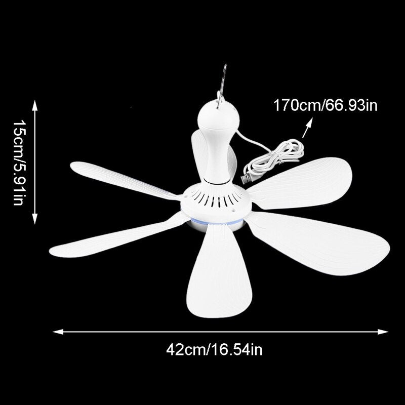 Mini USB plafond ventilator - Klamboes Camping Ventilator - Mini Bureau Waaier - Stil, fijn voor tijdens het slapen - Kamperen - Afstandsbediening