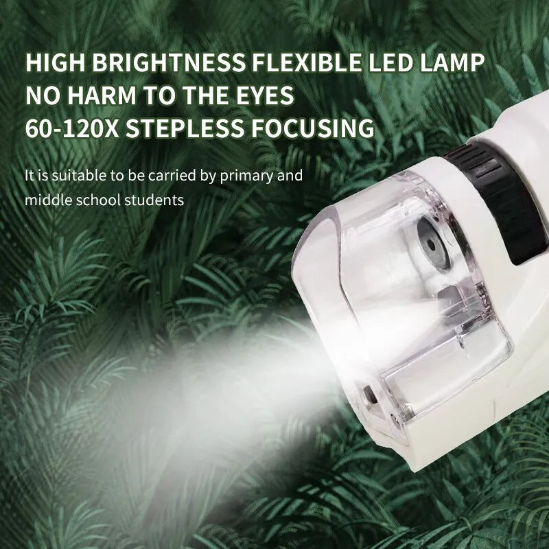 Mini microscoop met led licht - tot 120x vergroting - leuk voor spelend leren - educatief speelgoed