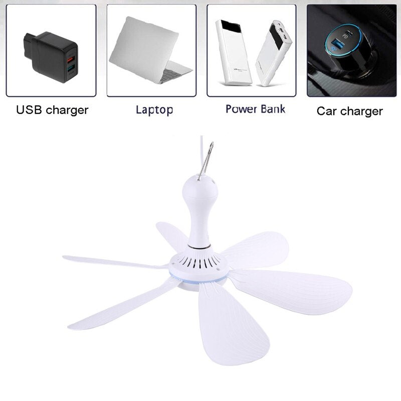 Mini USB plafond ventilator - Klamboes Camping Ventilator - Mini Bureau Waaier - Stil, fijn voor tijdens het slapen - Kamperen - Afstandsbediening