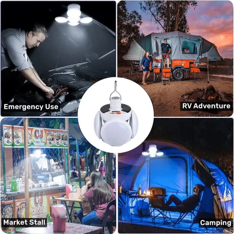 Uitklapbare LED lamp - Outdoor - Opvouwbaar Licht - ingebouwd zonnepaneel - met afstandbediening- Draagbare USB  LED Lamp - Zoeklichten - Camping - Noodlamp
