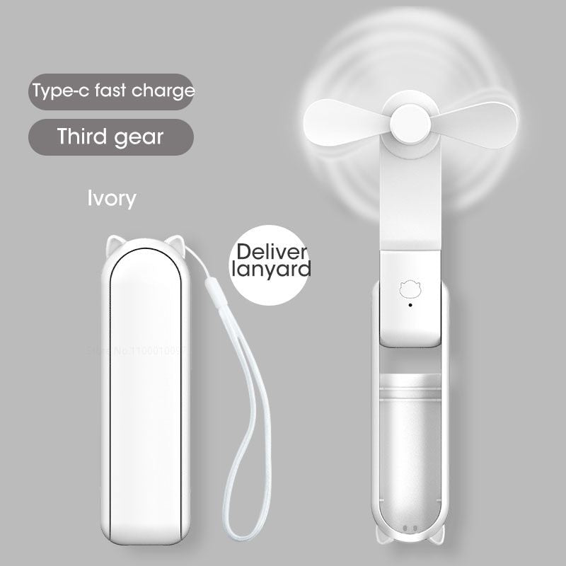 Ventilator en powerbank in één - 2000Mah - Draagbare uitklapbare ventilator - blijf koel en verbonden! - Stille ventilator - powerbank