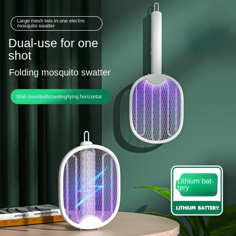 Anti-Muggen Racket - Ingebouwde LED Lamp die muggen aantrekt - Te gebruiken als standaard - Krachtige elektrische schok