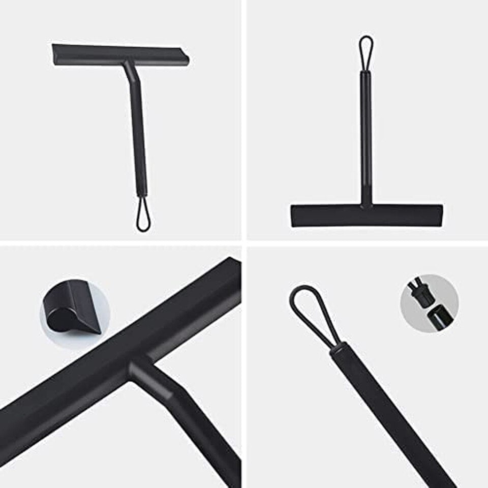 Luxe raamtrekker met ophanghaak - moderne raamtrekker, voor uw trendy badkamer - luxe trekker douche - ophanghaak zonder boren - douche trekker zwart