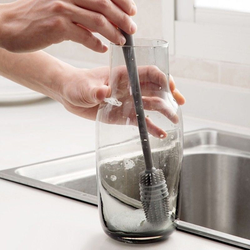 Silliconen afwas borstel - 32cm - gaat extra lang mee! - makkelijk schoon te maken - nooit meer een nieuwe borstel kopen - handig voor potten, pannen, glazen