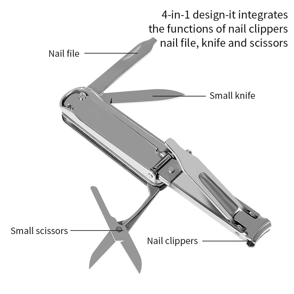 4 in 1 nagelknipper - vijl - schaartje - knipper - compact, kan overal mee naar toe - RVS