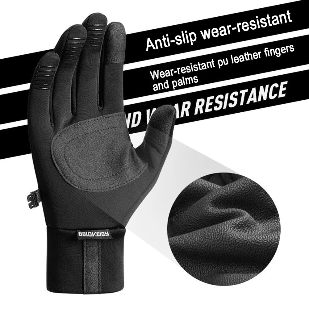 Wind en waterdichte warme handschoen - 2 vingers voor touchscreen telefoon - met antislip op de handpalm
