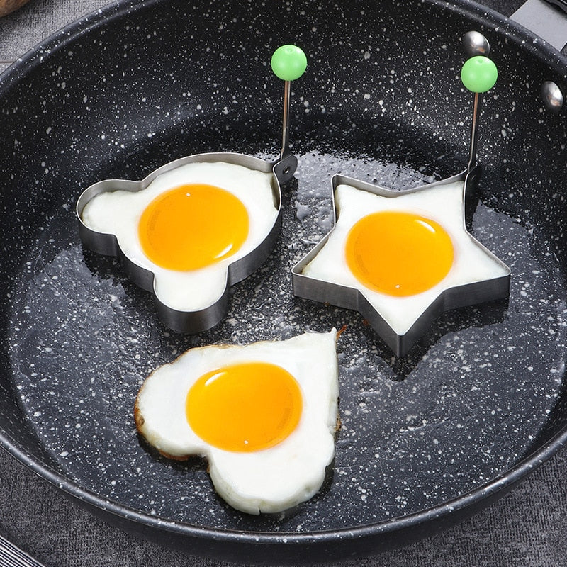 4 RVS keukenvormen - Bak koekjes, eieren, pannenkoeken en ander eten in een vorm - bakvorm - Food-grade RVS - Met pin voor makkelijk gebruik