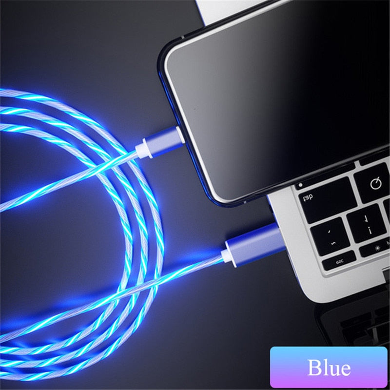 Lichtgevende USB oplaad kabel - voor android en iPhone telefoons - uniek ontwerp en altijd makkelijk te vinden - 4 kleuren - trendy kabel met top specificaties