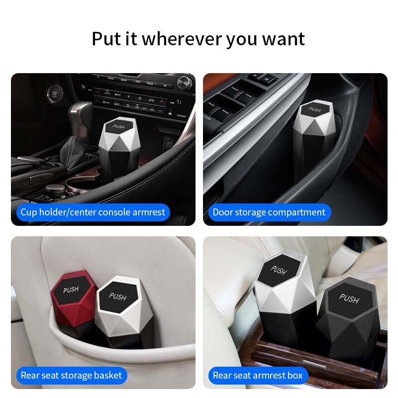 Mini Prullenbak - perfect voor in de auto of op uw bureau - auto prullenbak - prullenbak voor bekerhouder - Compact 1,2 Liter -