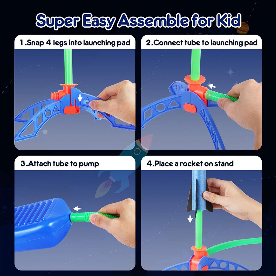 Speelgoed Raket - Inclusief 3 raketjes - Buitenspeelgoed met pomp-traptechnologie - Vlieg tot wel 10 meter de lucht in - Perfect voor kinderfeestjes en buitenspelen