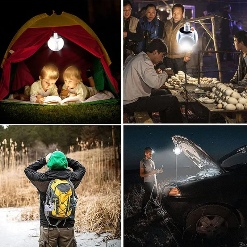 Uitklapbare LED lamp - Outdoor - Opvouwbaar Licht - ingebouwd zonnepaneel - met afstandbediening- Draagbare USB  LED Lamp - Zoeklichten - Camping - Noodlamp