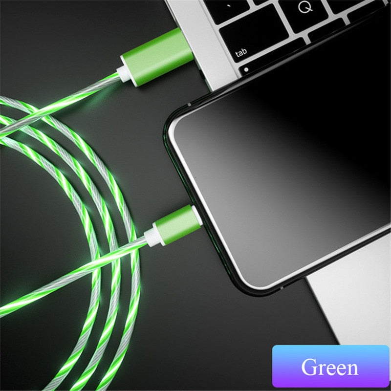 Lichtgevende USB oplaad kabel - voor android en iPhone telefoons - uniek ontwerp en altijd makkelijk te vinden - 4 kleuren - trendy kabel met top specificaties