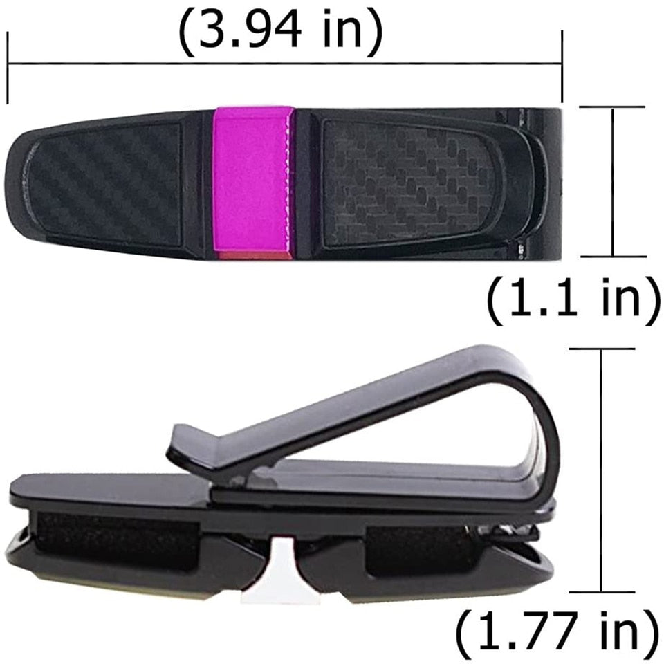 Auto carbon zonnebrilhouder - zonnebril houder met 2 clips - 360 graden draaibaar - brillenhouder voor in de auto - zonnebrilklem - ook geschikt voor visitekaartjes