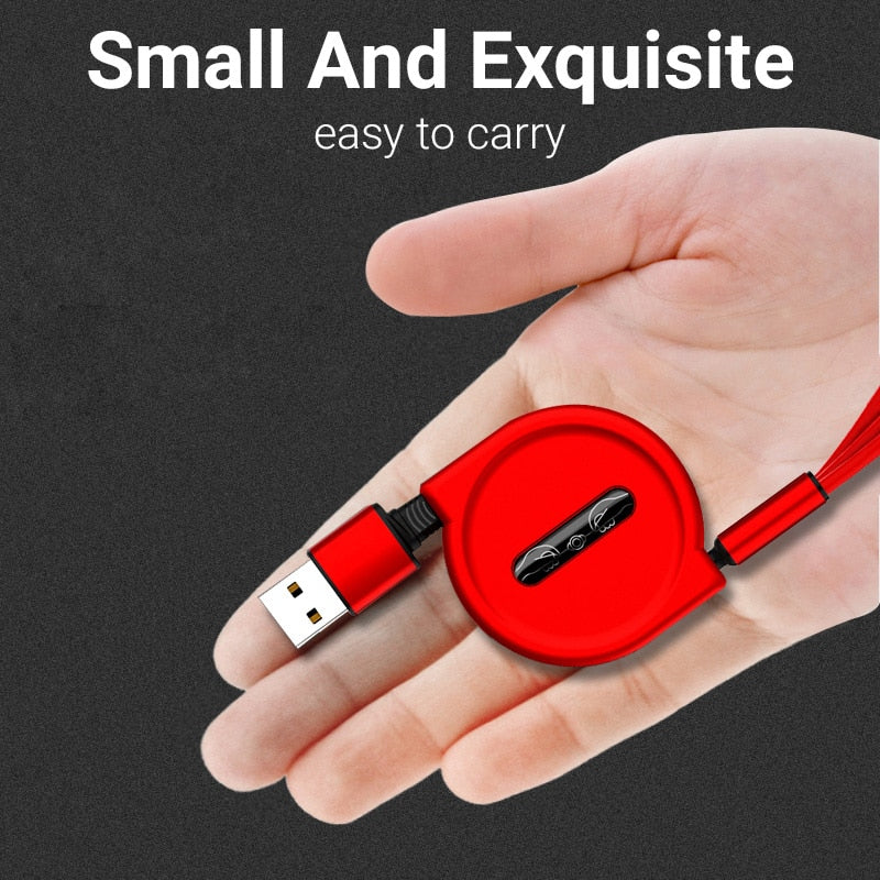 USB 3-in-1 kabel - voor micro USB / USB-C / Lightning - altijd en overal meerdere telefoons opladen - flexibel koord - oprolbaar