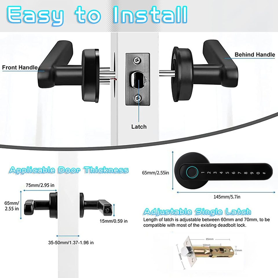 Slim deurslot - deurklink met vingerafdruk - met APP &amp; blueTooth - ultieme beveiliging voor uw huis - kantoor slot - Anti inbraak - elektrisch slot -