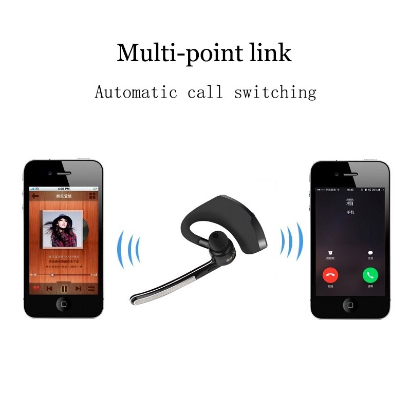 Draadloze headset met microfoon - iPhone en Android - handig voor op kantoor, in de auto en tijdens het sporten - bluetooth - werk oordopjes