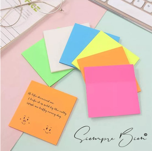 Transparante sticky notes - 6 kleuren - 50 notitie blaadjes - clear notes - zelfklevend - waterbestendig - herbruikbaar