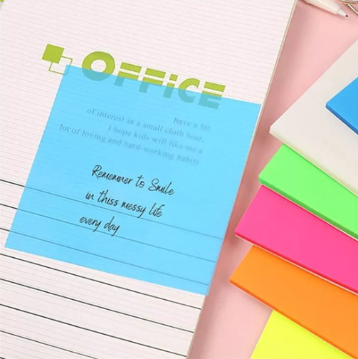Transparante sticky notes - 6 kleuren - 50 notitie blaadjes - clear notes - zelfklevend - waterbestendig - herbruikbaar