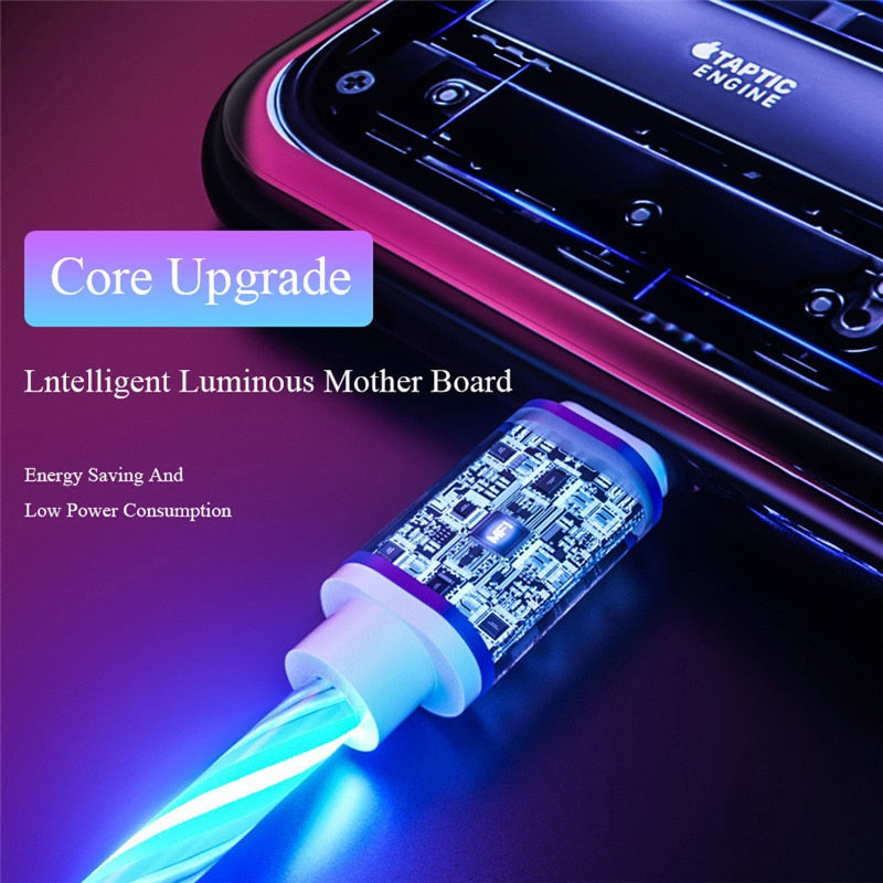 Lichtgevende USB oplaad kabel - voor android en iPhone telefoons - uniek ontwerp en altijd makkelijk te vinden - 4 kleuren - trendy kabel met top specificaties