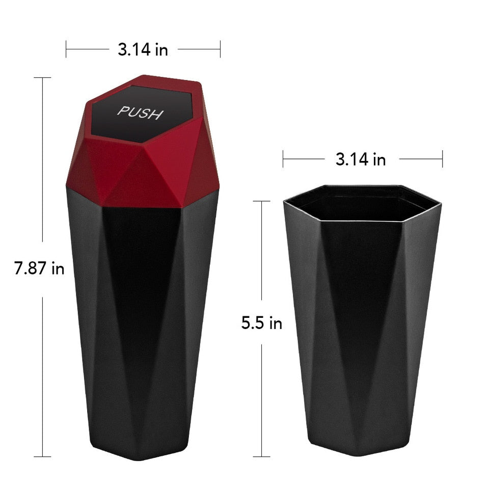 Mini Prullenbak - perfect voor in de auto of op uw bureau - auto prullenbak - prullenbak voor bekerhouder - Compact 1,2 Liter -