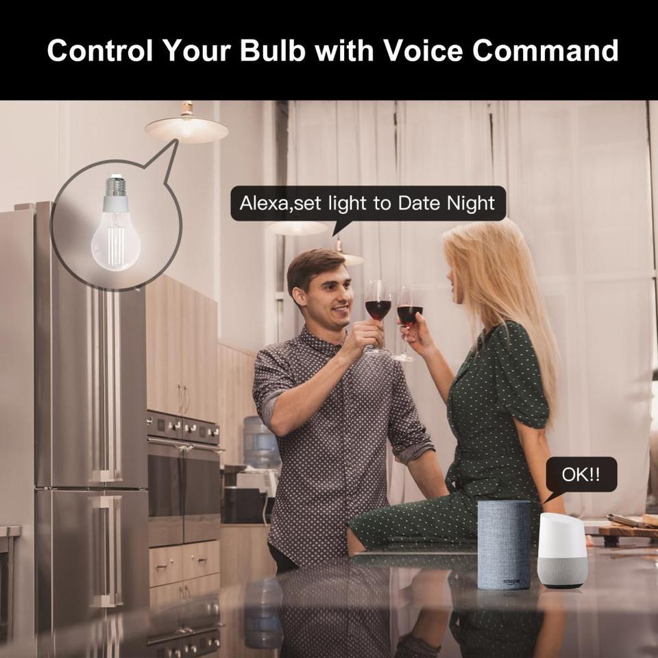 Smart Wifi gloeilamp - filament - sfeervolle en slimme lamp in één - puur wit en warm wit licht - E27 - gebruik met uw mobiele telefoon