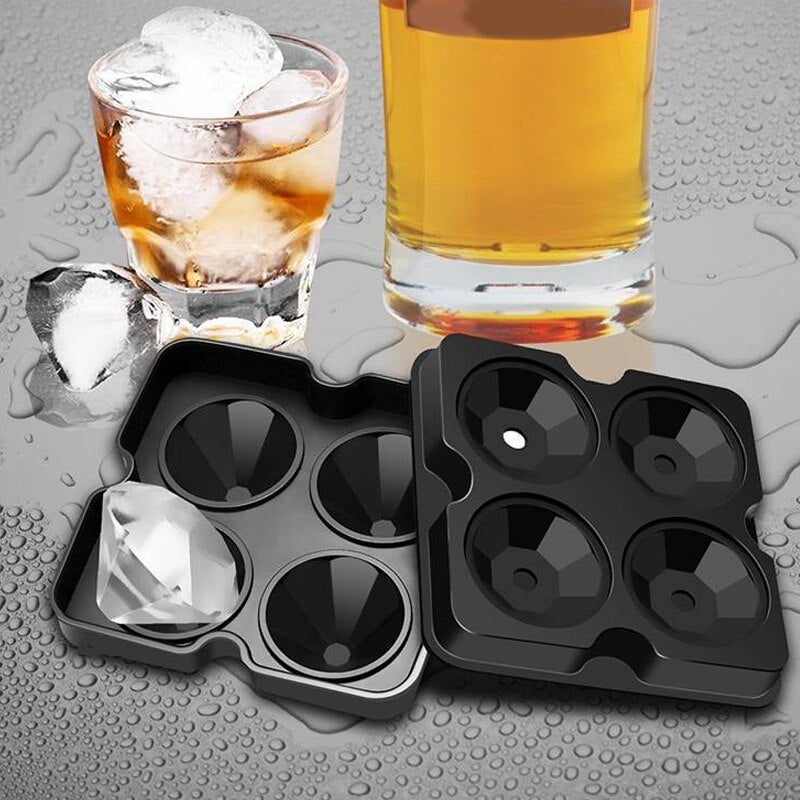 Siliconen IJsblokjesmaker - 4-in-1 Rek - Unieke decoratief element voor feestjes - Diamantvormige IJsblokken - Snelle bevriezing - Flexibel en duurzaam -