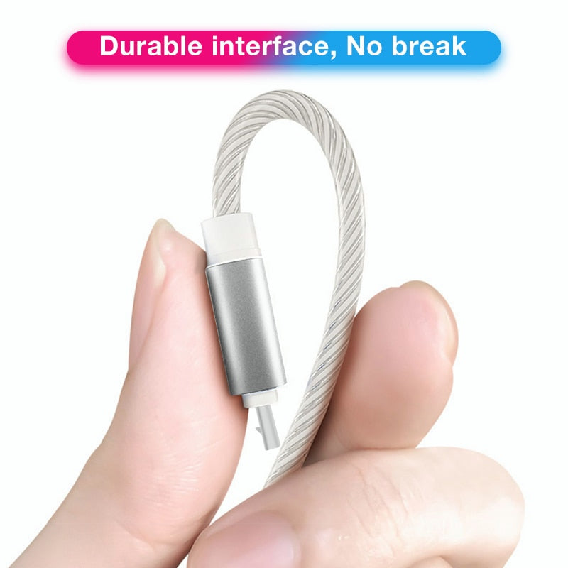 Lichtgevende USB oplaad kabel - voor android en iPhone telefoons - uniek ontwerp en altijd makkelijk te vinden - 4 kleuren - trendy kabel met top specificaties