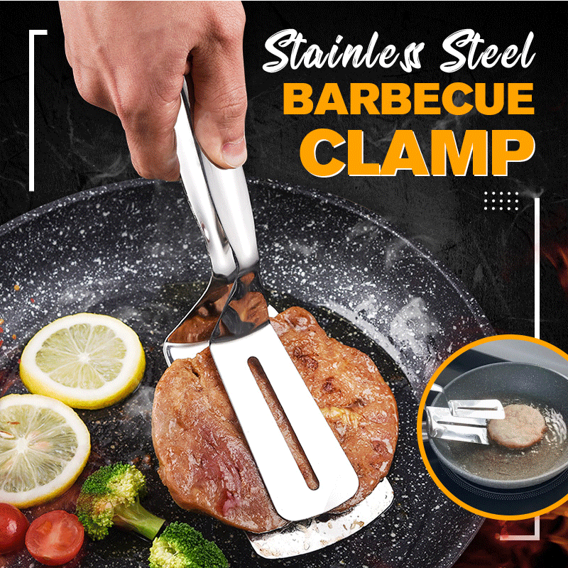 Barbecue Steak Tang - BBQ spatel - kook spatel -  dubbele functie, grijpen en scheppen - nooit meer vlees tussen de kooltjes! -  spatel - RVS - tang - handig voor in de keuken