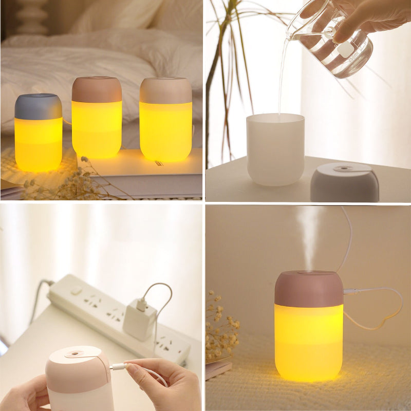 Mini Aroma diffuser - 3 in 1 - aroma verspreider/luchtbevochtiger/led lamp - heerlijke geuren in uw huis - mooie led lamp - zuinig in energieverbruik