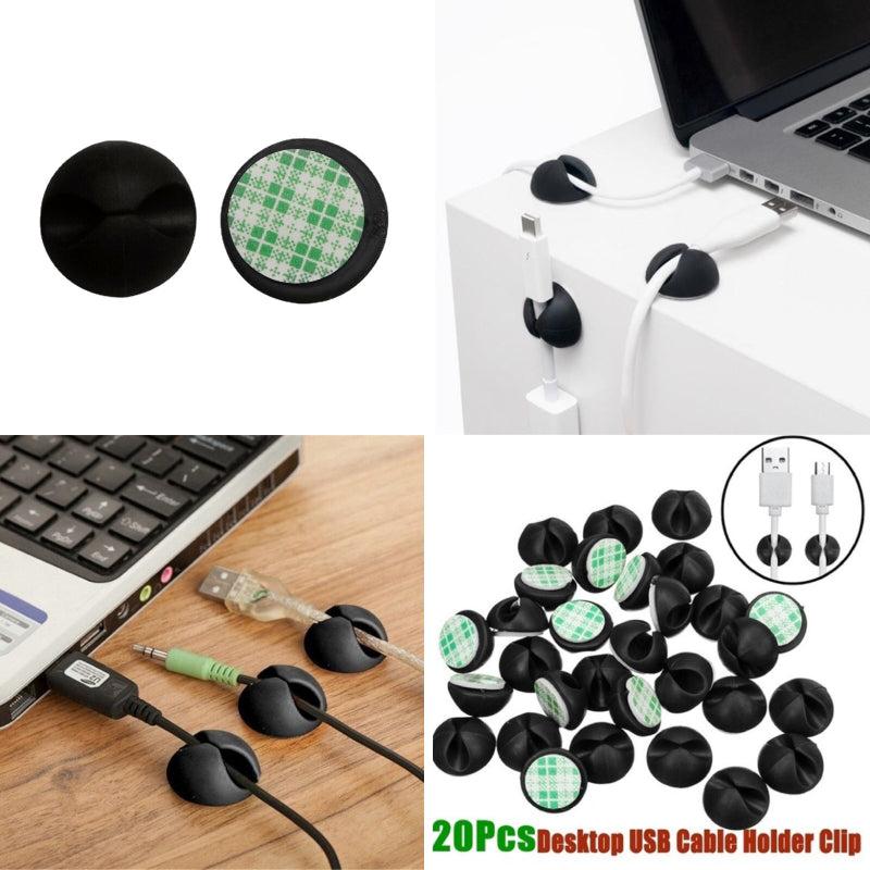 Kabelclip - Zelfklevend - 6/10/20 stuks - al uw kabels netjes organiseren - Kabelhouder - Zwart