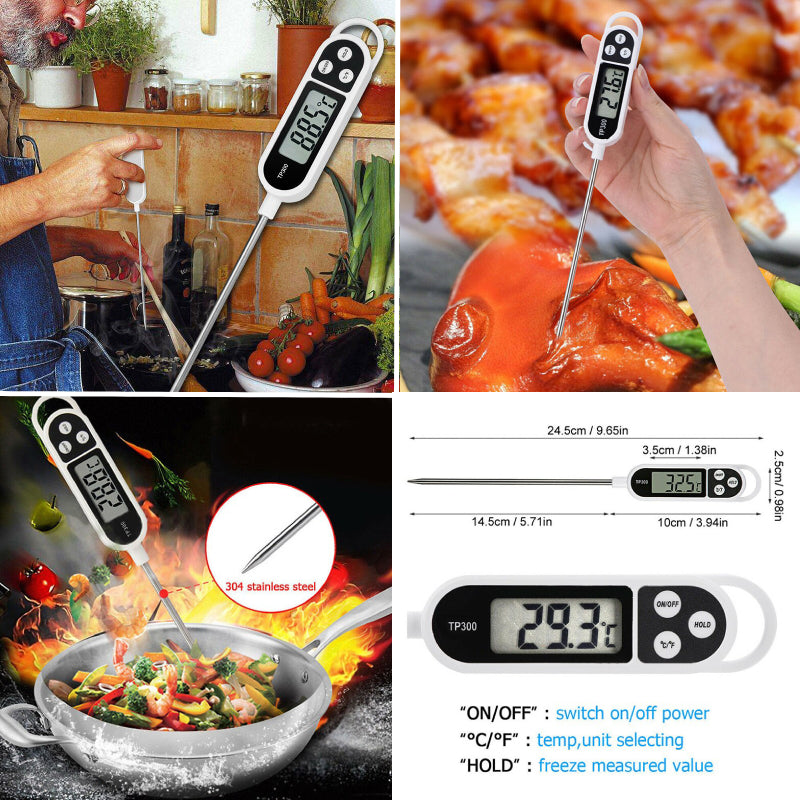 Voedsel thermometer - keuken thermometer - digitale thermometer - vanaf nu al uw vlees perfect gegaard! - RVS - multi-functioneel