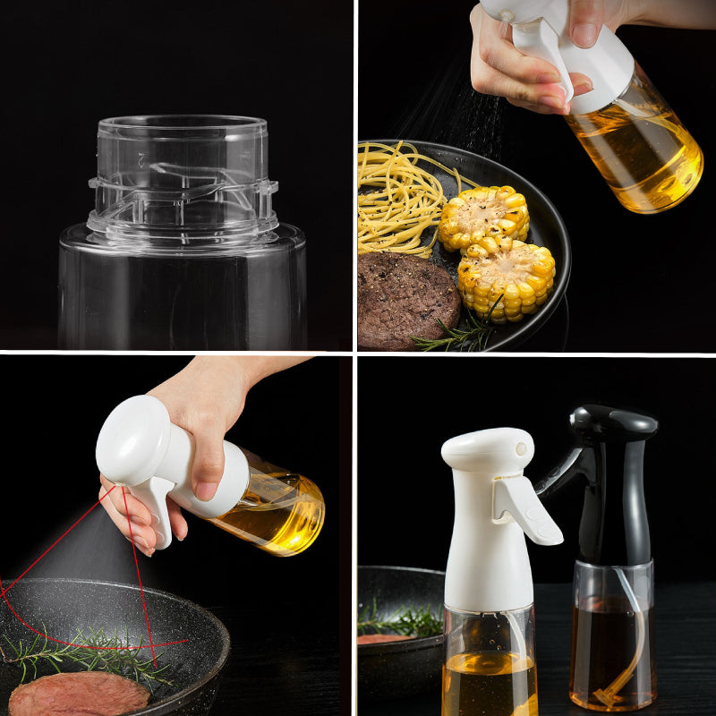 Oliefles - olijfoliefles - cooking spray - anti-slip - diffuser Bottle - nooit meer knoeien of teveel olie in uw pan - zwart en wit - 200ml