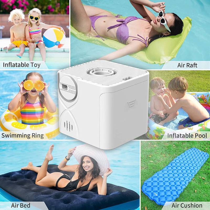 Luchtbedpomp - Opblazen en Vaccumeren in één! - Opblaaspomp op batterijen - Vacuümpomp - Compact - ektrische Pomp - 2 in 1 pomp - Nu met 5 handige opzet stukken