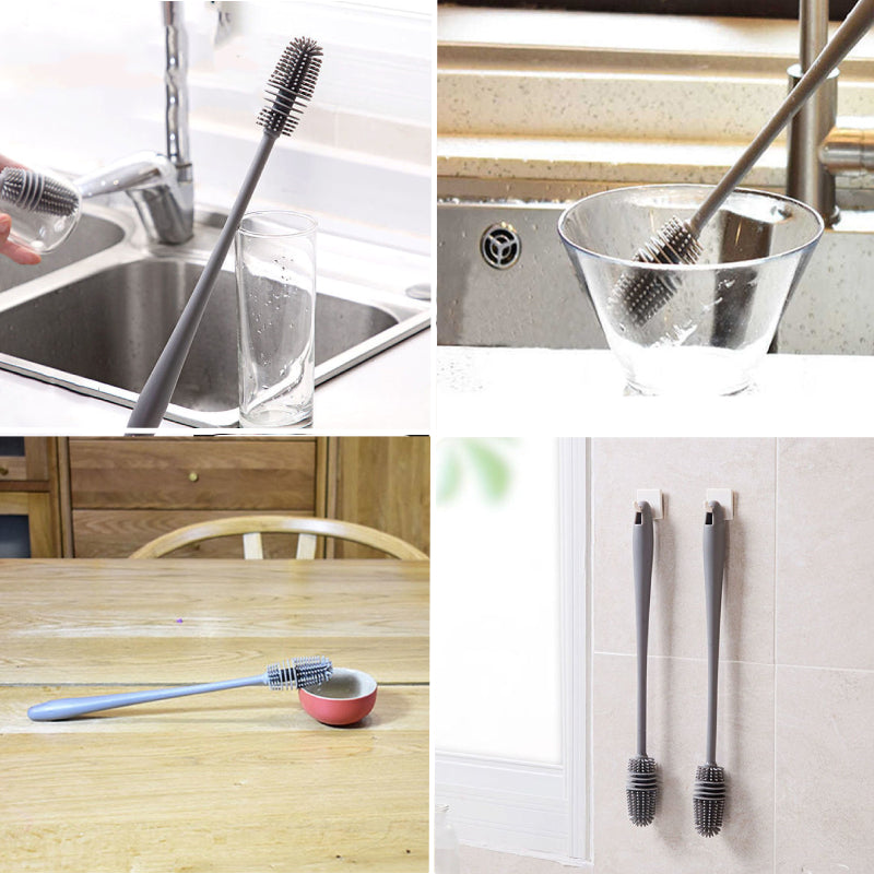 Silliconen afwas borstel - 32cm - gaat extra lang mee! - makkelijk schoon te maken - nooit meer een nieuwe borstel kopen - handig voor potten, pannen, glazen