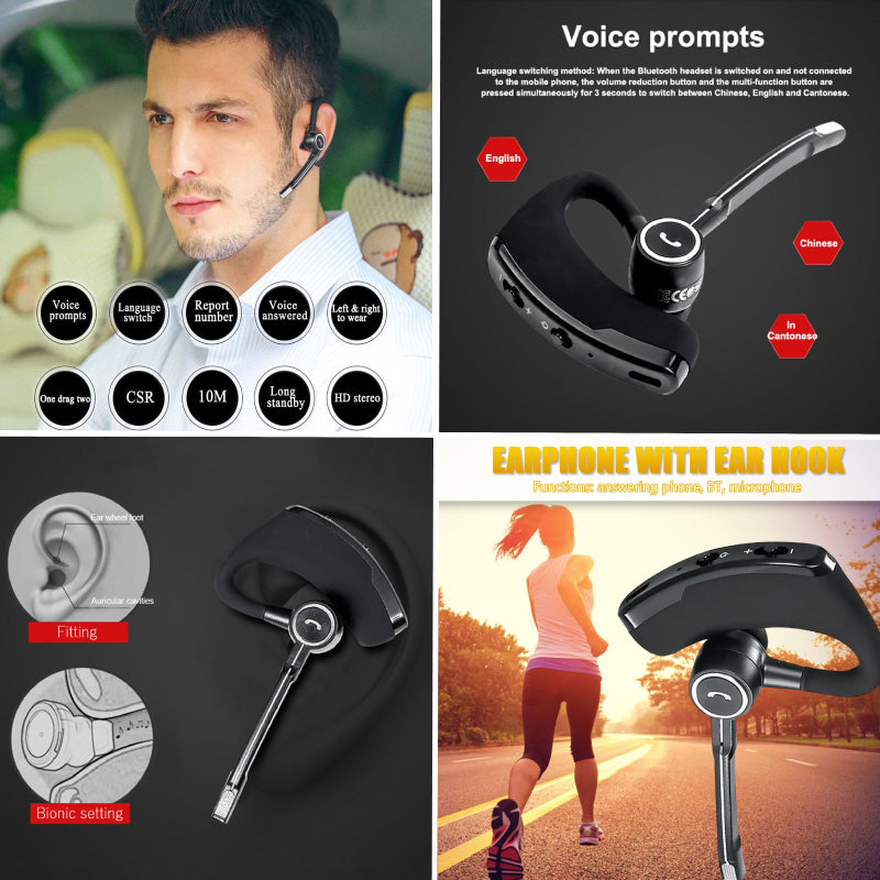 Draadloze headset met microfoon - iPhone en Android - handig voor op kantoor, in de auto en tijdens het sporten - bluetooth - werk oordopjes