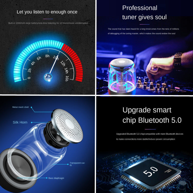 Bluetooth speaker met LED verlichting  – draadloze speaker – subwoofer mini speaker - prachtige design speaker - klankkast