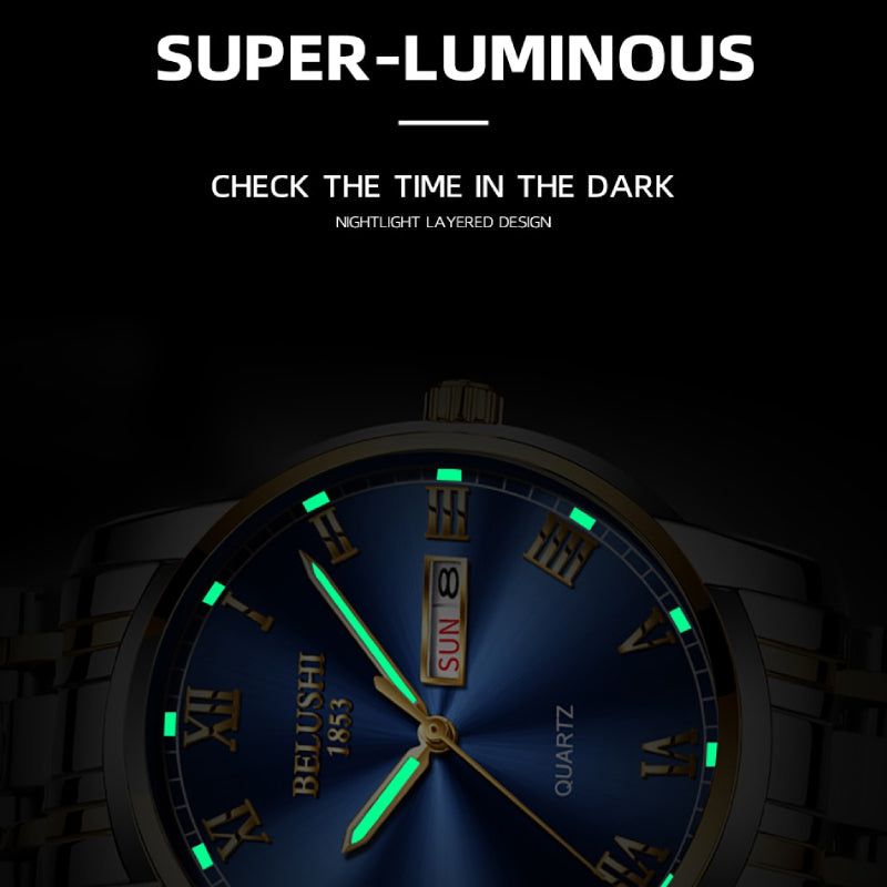 Design heren horloge - waterdicht - zakelijk - luxe horloge voor dagelijks gebruik - quartz - neon wijzers