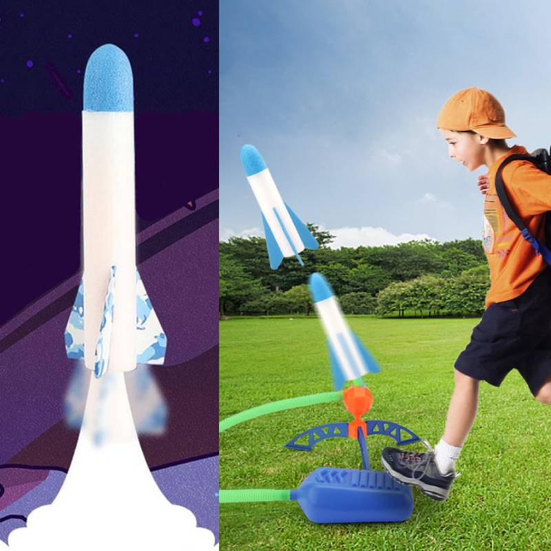 Speelgoed Raket - Inclusief 3 raketjes - Buitenspeelgoed met pomp-traptechnologie - Vlieg tot wel 10 meter de lucht in - Perfect voor kinderfeestjes en buitenspelen