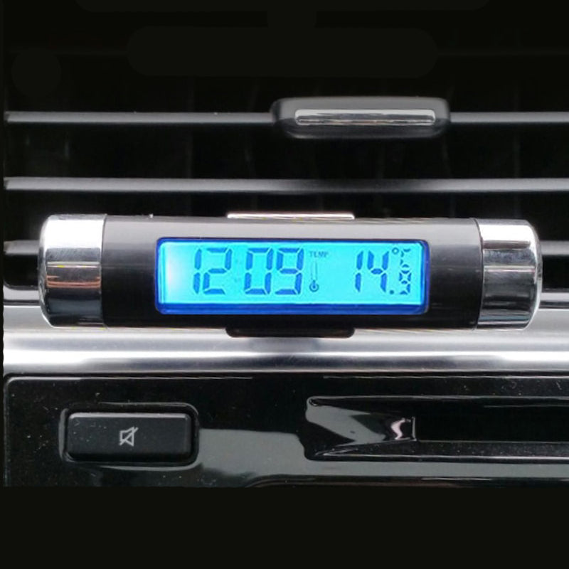 Premium auto klok - LCD klok met temperatuur - auto klokje klein - digitaal - accessories -2 in 1 digitaal autoklokje - auto accessoires