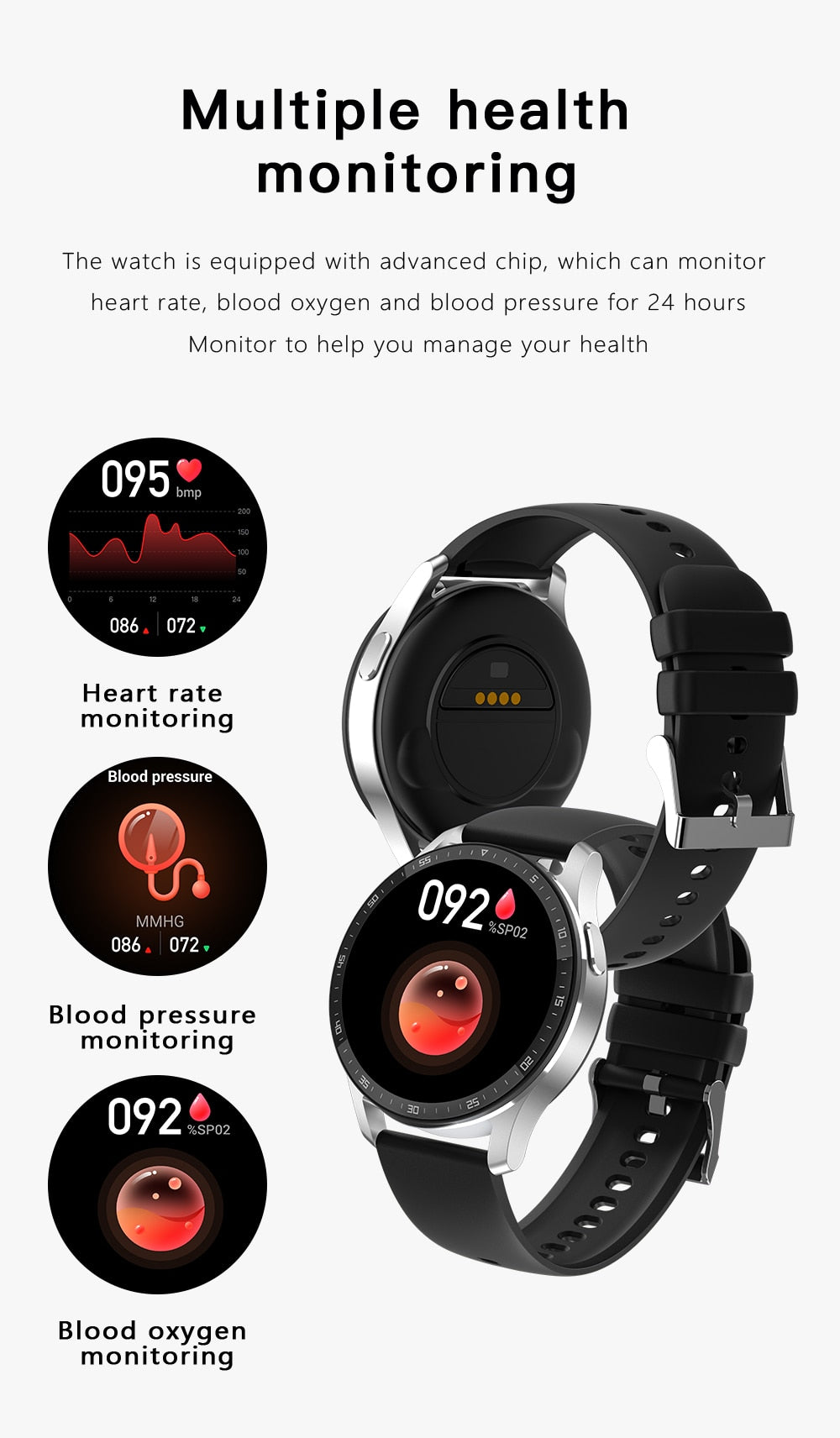 X7 - Sport horloge + ingebouwde oordoppen - smartwatch / activity tracker - TWS Bluetooth In-Ear oordopjes - zwart