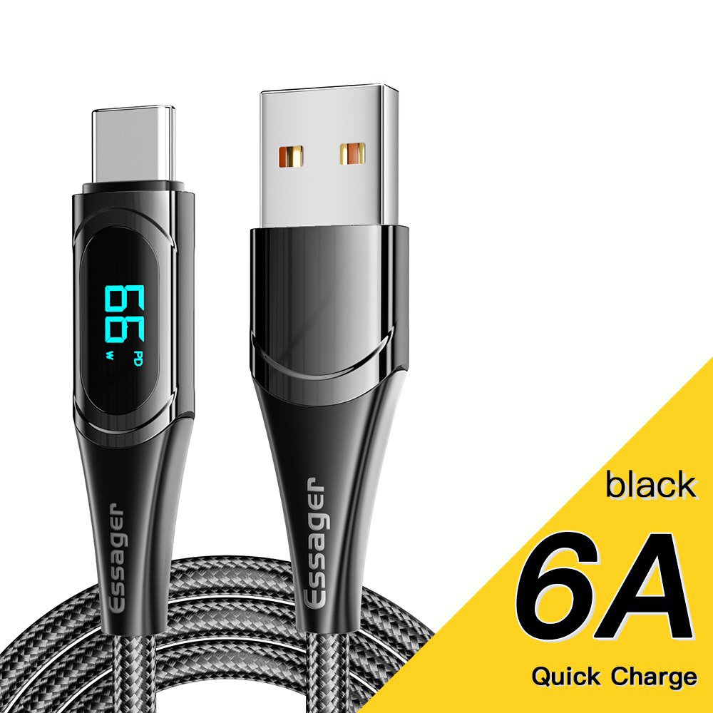 USB-C extra lange snel laad kabel met digitale display - gevlochten kabel - 5A 100W 1M/2M - super compatible - digitale data trend