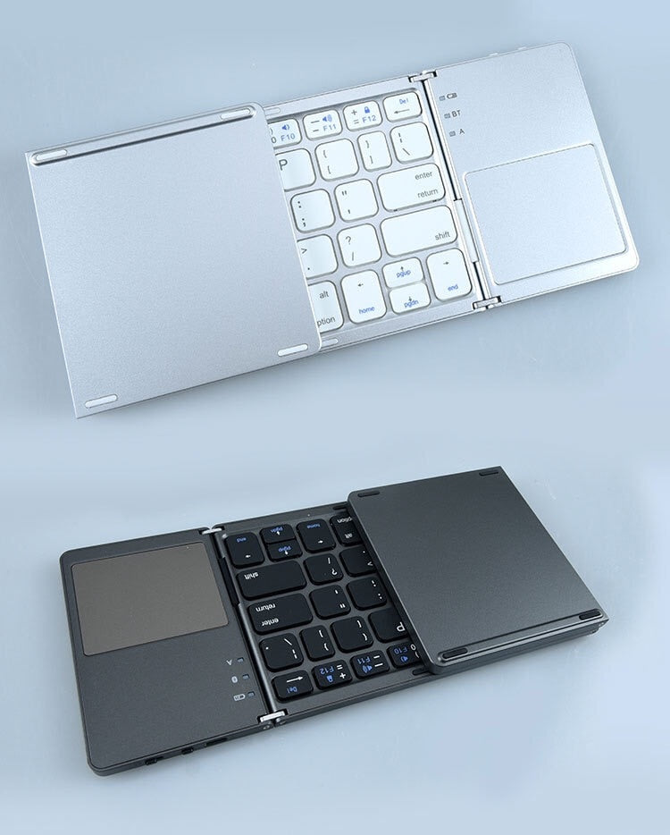 Opvouwbaar draadloos toetsenbord - QWERTY - bluetooth - voor smartphone, tablet en laptop/computer - zakformaat