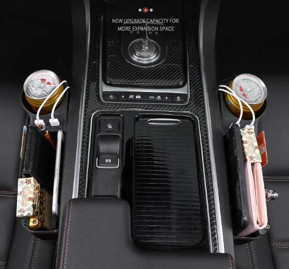 Luxe auto organizer bestuurder en bijrijder - autostoel opbergdoos met bekerhouder - opbergen auto accessoires - beschikbaar in 3 kleuren