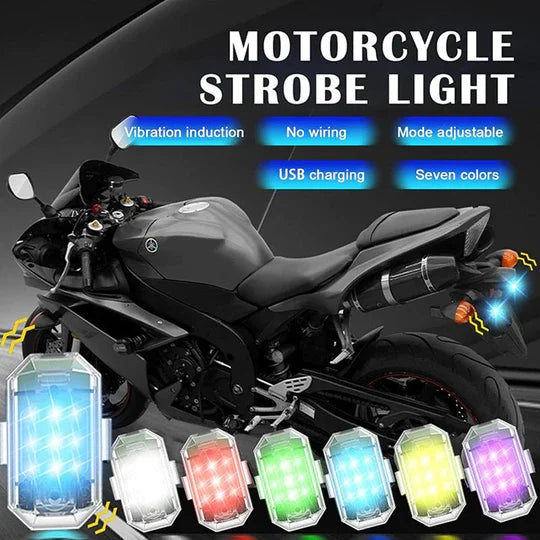 LED lamp - 7 knipper standen - 8 kleuren in één lamp - auto - motor - fietsverlichting - drone - boot - USB oplaadbaar - afstandsbediening - Waarschuwingsverlichting - Decoratie licht