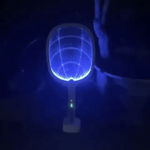 Anti-Muggen Racket - Ingebouwde LED Lamp die muggen aantrekt - Te gebruiken als standaard - Krachtige elektrische schok