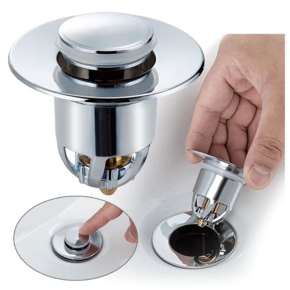 Pop-up waterstop – ingebouwde zeef – nooit meer verstopte leidingen – hoog kwaliteit koper en RVS- 62mm
