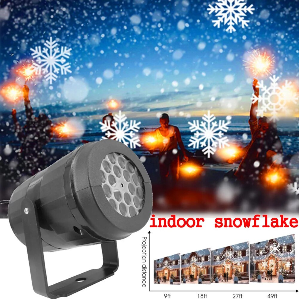 Sneeuwvlok projector - maak van uw huis/muur/deur een sneeuw-avond dmv usb