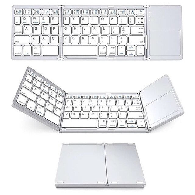 Opvouwbaar draadloos toetsenbord - QWERTY - bluetooth - voor smartphone, tablet en laptop/computer - zakformaat